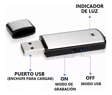 MINI GRABADORA VOZ ESPÍA IMPORTCLICK TEC.183 CON MICRÓFONO 4 HORAS USB 16GB - 6