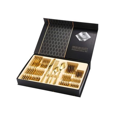 SET JUEGO CUBIERTOS ACERO INOXIDABLE 24 PIEZAS DORADO - 1