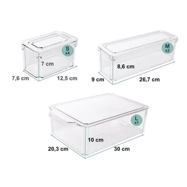 SET 7 CONTENEDORES ORGANIZADORES REFRIGERADOR TAPA - 2