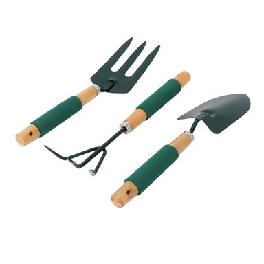 SET IMPORTCLICK HOG.513 JARDÍNERÍA HUERTO 3 PIEZAS METAL MADERA ACERO - 1