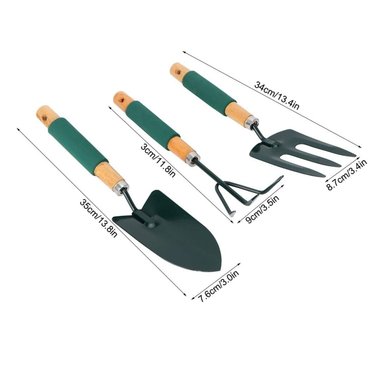 SET IMPORTCLICK HOG.513 JARDÍNERÍA HUERTO 3 PIEZAS METAL MADERA ACERO - 3