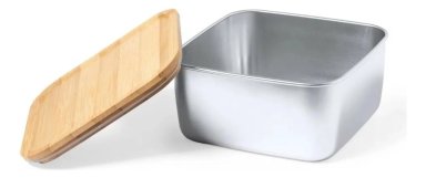 CONTENEDOR TUPPER HERME TICO CUADRADO ACERO INOX. BAMBU TUSVIK 1400 ML - 4