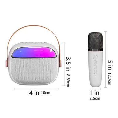 MINI PARLANTE IMPORTCLICK KARAOKE INFANTIL MICRÓFONO PORTÁTIL RECARGABLE BLANCO - 2