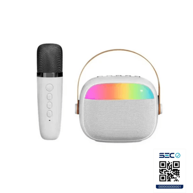 MINI PARLANTE IMPORTCLICK KARAOKE INFANTIL MICRÓFONO PORTÁTIL RECARGABLE BLANCO - 4