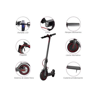 SCOOTER ELÉCTRICO IMPORTCLICK PEGABLE LUZ LED ADULTO 25 KM/H NEGRO - 4