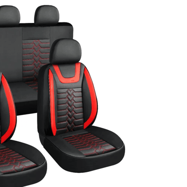 SET FUNDAS IMPORTCLICK CUERO CUBRE ASIENTOS AUTOMÓVIL COMPLETO DELUXE ROJO - 2