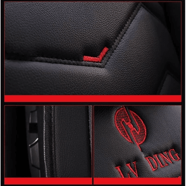SET FUNDAS IMPORTCLICK CUERO CUBRE ASIENTOS AUTOMÓVIL COMPLETO DELUXE ROJO - 5