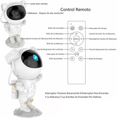 LÁMPARA PROYECTOR ASTRONAUTA GALAXIA LUZ LED /RGB - 4