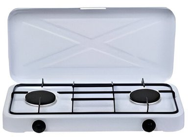 COCINILLA IMPORTCLICK METAL A GAS 2 QUEMADORES TAPA - 2