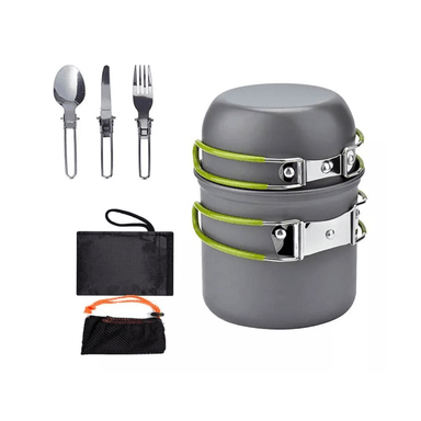 SET 5 PIEZAS OLLAS CUBIERTO PEGABLES ULTRALIGERO CAMPING - 1