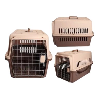 CANIL PERROS JAULA TRANSPORTE IMPORTCLICK MARRON 61X40X41 CM - 2