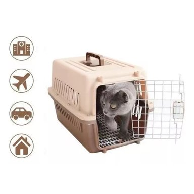 CANIL PERROS JAULA TRANSPORTE IMPORTCLICK MARRON 61X40X41 CM - 5