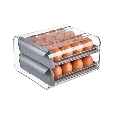 ORGANIZADOR PORTAHUEVOS 2 NIVELES 32 HUEVOS 26X23 CM GRIS - 1