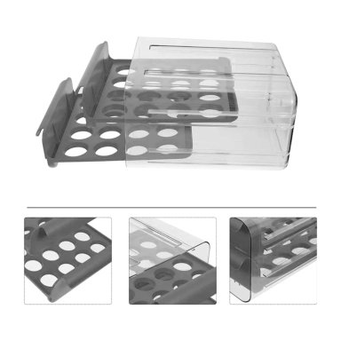 ORGANIZADOR PORTAHUEVOS 2 NIVELES 32 HUEVOS 26X23 CM GRIS - 3