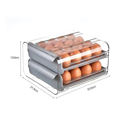 ORGANIZADOR PORTAHUEVOS 2 NIVELES 32 HUEVOS 26X23 CM GRIS - 4