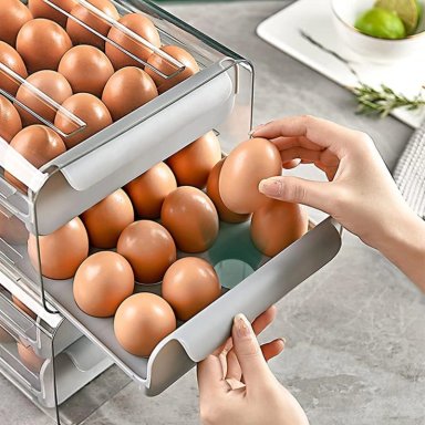 ORGANIZADOR PORTAHUEVOS 2 NIVELES 32 HUEVOS 26X23 CM GRIS - 5