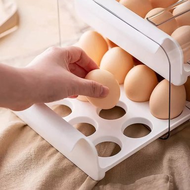 ORGANIZADOR PORTAHUEVOS 2 NIVELES 32 HUEVOS 26X23 CM BLANCO - 4