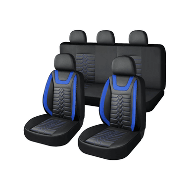 SET FUNDAS CUERO CUBRE ASIENTOS AUTOMÓVIL COMPLETO DELUXE AZUL - 1