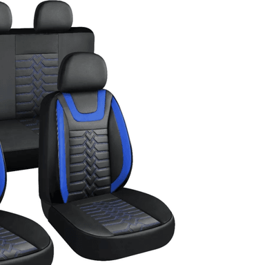 SET FUNDAS CUERO CUBRE ASIENTOS AUTOMÓVIL COMPLETO DELUXE AZUL - 2