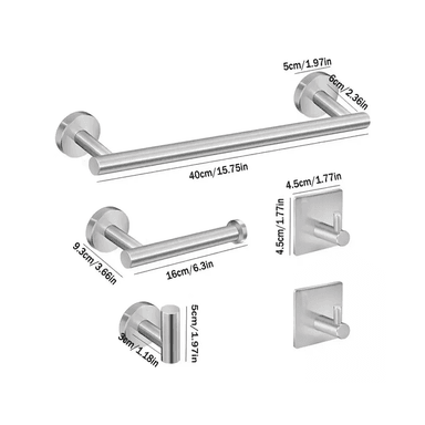 SET 5 ACCESORIOS BAÑO ACERO INOXIDABLE BAÑO FÁCIL INSTALACIÓN - 1