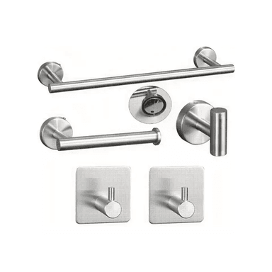 SET 5 ACCESORIOS BAÑO ACERO INOXIDABLE BAÑO FÁCIL INSTALACIÓN - 2