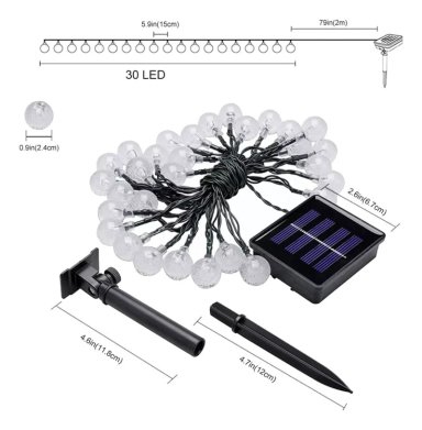 TIRA 30 LUCES SOLARES LED JARDIN HOGAR EXTERIORES 3V 6.5 M - 2