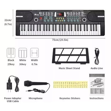 TECLADO PIANO ELECTRÓNICO MUSICAL 61 TECLAS + FUNDA + ATRIL - 2