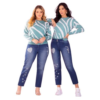 JEANS PUSH UP MUJER TYT AZUL LUNA MOM COLOMBIANO - 4