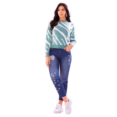 JEANS PUSH UP MUJER TYT AZUL LUNA MOM COLOMBIANO - 5