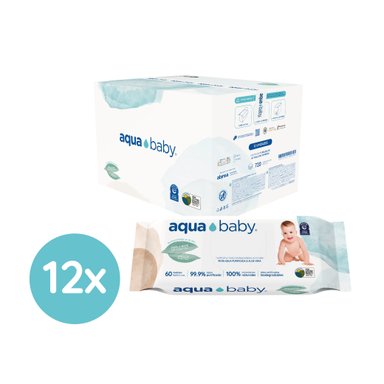 CAJA 12 TOALLITAS HÚMEDAS BIODEGRADABLES AQUA BABY 60 UNIDADES - 1