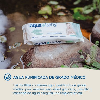 CAJA 12 TOALLITAS HÚMEDAS BIODEGRADABLES AQUA BABY 60 UNIDADES - 8