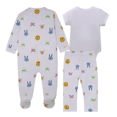 CONJUNTO ALGODON UNISEX OFFCORSS BLANCO PIJAMA BODY PANTALON POLERON RECIEN NACIDO - 2