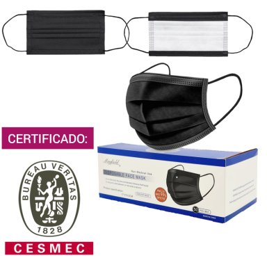 MASCARILLA DESECHABLE 50 UNIDADES CERTIFICADA NEGRA - 1