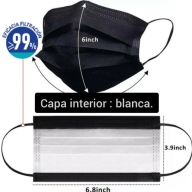 MASCARILLA DESECHABLE 50 UNIDADES CERTIFICADA NEGRA - 2