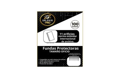FUNDA PLASTICA TRANSPARENTE OFICIO 100 UNIDADES GALAXIA PRO - 1