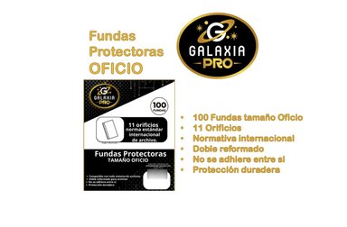 FUNDA PLASTICA TRANSPARENTE OFICIO 100 UNIDADES GALAXIA PRO - 2