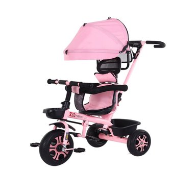 COCHE TRICICLO INFANTIL 3 EN 1 ROSADO - 1