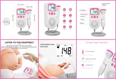 MONITOR FETAL DOPPLER ULTRASONIDO LATIDOS BEBE  ROSADO - 4