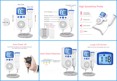 MONITOR FETAL DOPPLER MUNDO ONLINE ULTRASONIDO LATIDOS BEBÉ AZUL - 4