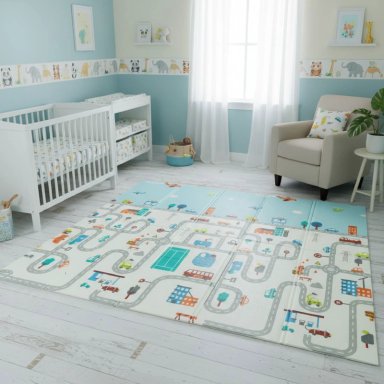 ALFOMBRA MUNDO ONLINE ANTIGOLPES PLEGABLE + BOLSO TRANSPORTE AZUL BEBE - 2
