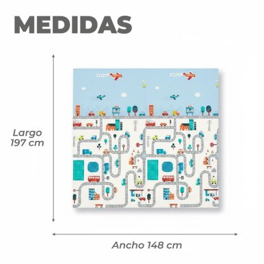 ALFOMBRA MUNDO ONLINE ANTIGOLPES PLEGABLE + BOLSO TRANSPORTE AZUL BEBE - 3