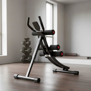 MAQUINA SPORTIME ABDOMINAL MULTIFUNCIONAL SEMI CURVA ERGONÓMICA PLEGABLE FITNESS | NEGRO - 2