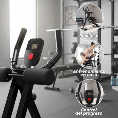 MAQUINA SPORTIME ABDOMINAL MULTIFUNCIONAL SEMI CURVA ERGONÓMICA PLEGABLE FITNESS | NEGRO - 4