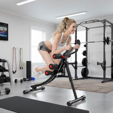 MAQUINA SPORTIME ABDOMINAL MULTIFUNCIONAL SEMI CURVA ERGONÓMICA PLEGABLE FITNESS | NEGRO - 5