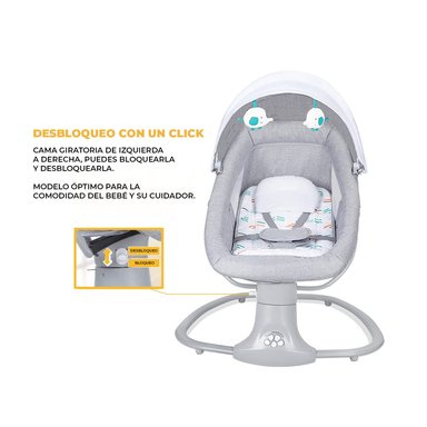 SILLA MUNDO ONLINE MECEDORA /COLUMPIO BEBÉ INTELIGENTE CON BLUETOOTH GRIS PARDO - 4