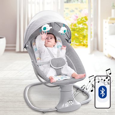 SILLA MUNDO ONLINE MECEDORA /COLUMPIO BEBÉ INTELIGENTE CON BLUETOOTH GRIS PARDO - 5