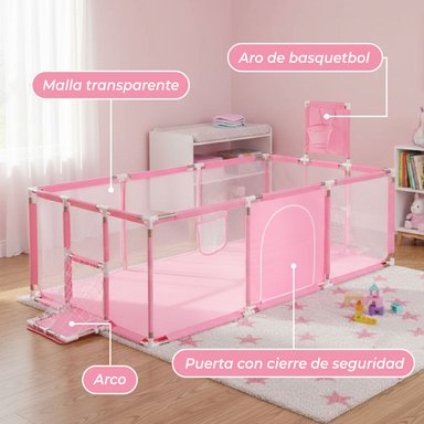 CORRAL SEGURIDAD MUNDO ONLINE LIFE-2225 ROSADO BEBE 180CM CON ARO Y ARCO - 6