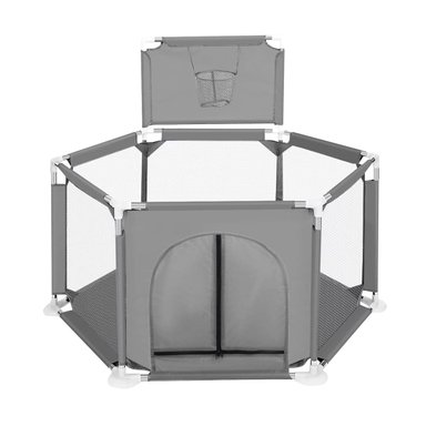 CORRAL MUNDO ONLINE LIFE-2217 GRIS HEXAGONAL SEGURIDAD BEBE ARO BASKETBALL Y PELOTITAS - 1