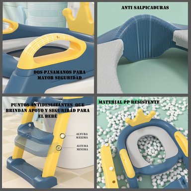 ESCALERA ASIENTO ADAPTADOR BAÑO PARA NIÑOS CORONITA AMARILLO - 4