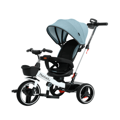 TRICICLO 4 EN 1 PLEGABLE RECLINABLE 360° AZUL PETROLEO - 1